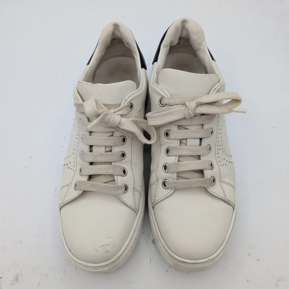 Salvatore Ferragamo Pierre White Leather Sneakers Mens 7.5 C Made in Italy